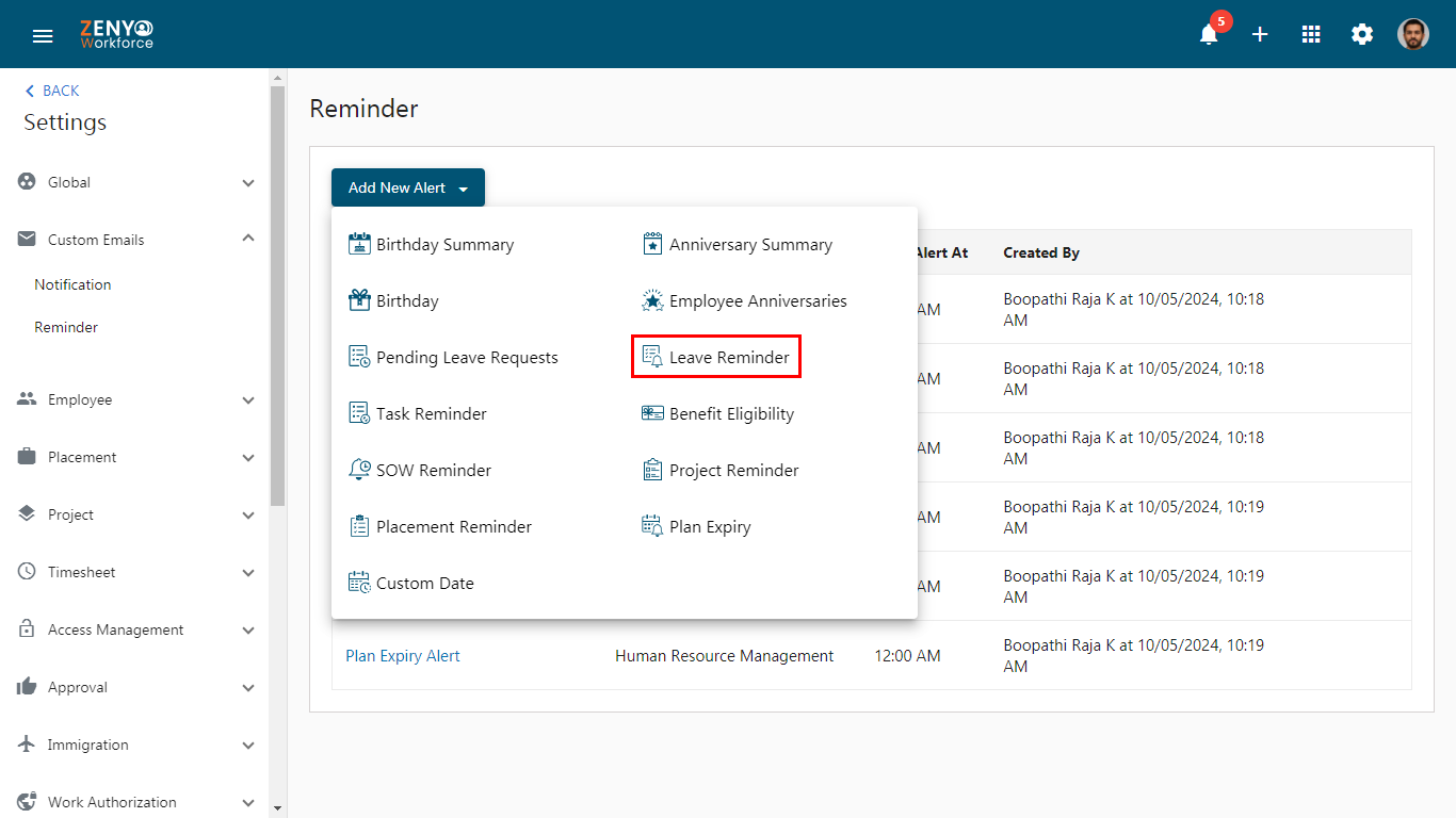 Reminder Dashboard