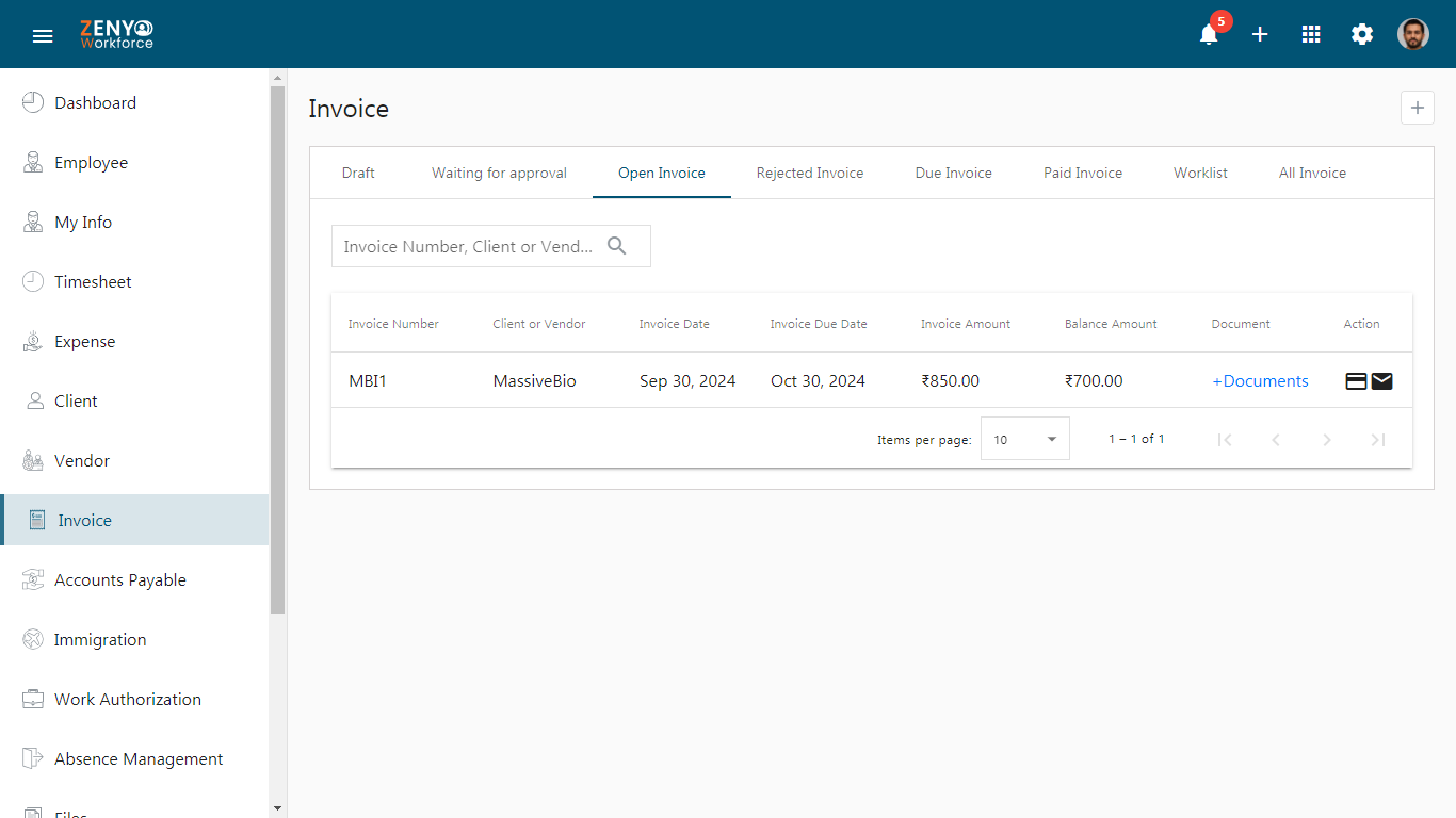 Open Invoice