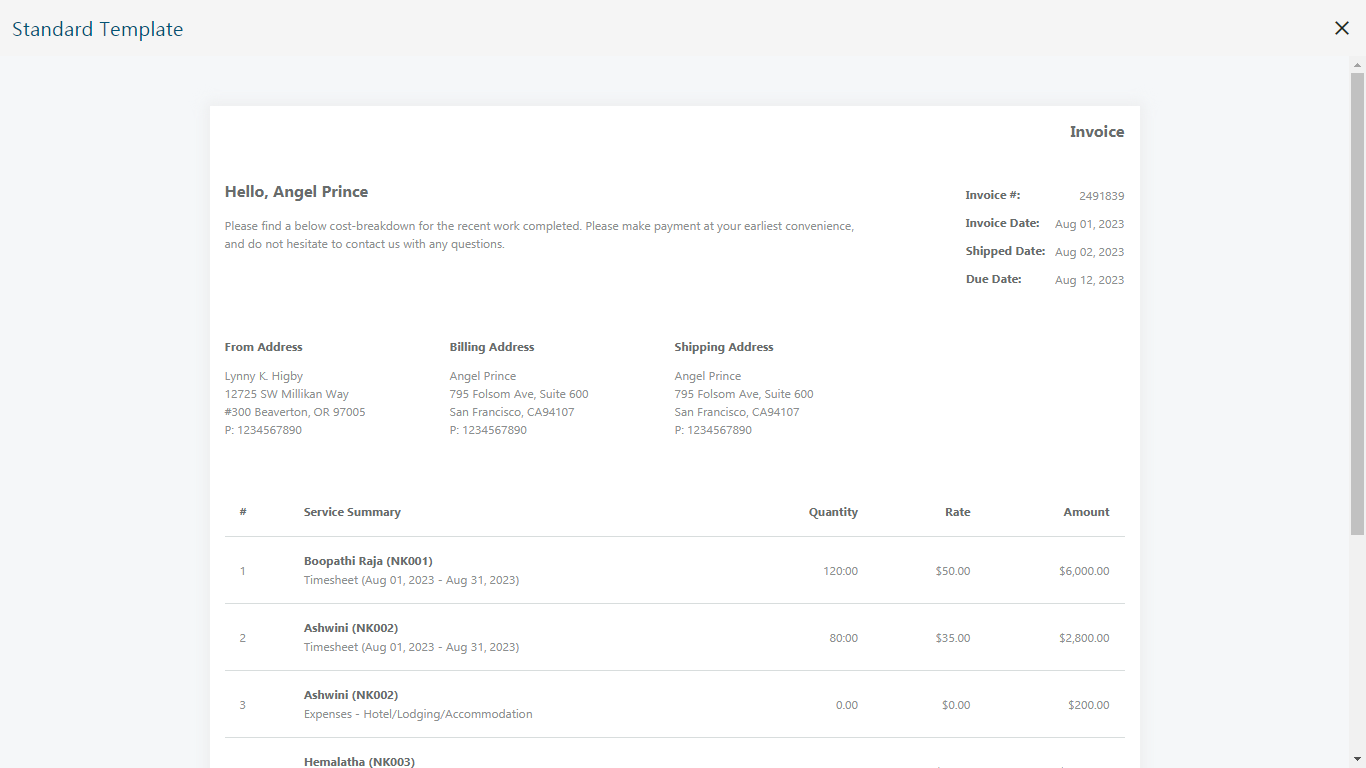 Invoice Template Preview