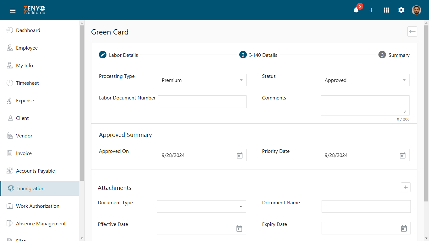 green card I-140 details
